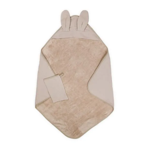 Bamboom Badcape met Washand - Duo Set Waffle - 75x75 cm - Mocha Sand