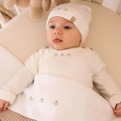 Bamboom Muts Bees - Cream - Maat S (0-4M)