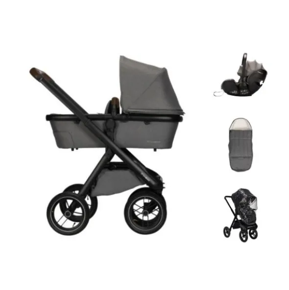 Dubatti One E5 Kinderwagen 3-in-1 - Black / Dark Brown - Grey | Dubatti by Britax Römer BABY-SAFE 5Z2 Autostoel - Storm Grey