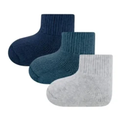 Ewers Uni Babysokjes - 3-Pack - One Size - Blauw/Grijs