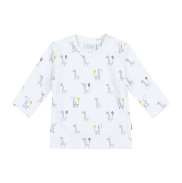 Feetje AOP Giraffe T-Shirt Lange Mouwen Wit Mt. 62