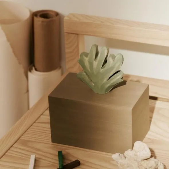 Ferm Living Harbour Box - Coral - Mistletoe/Tan