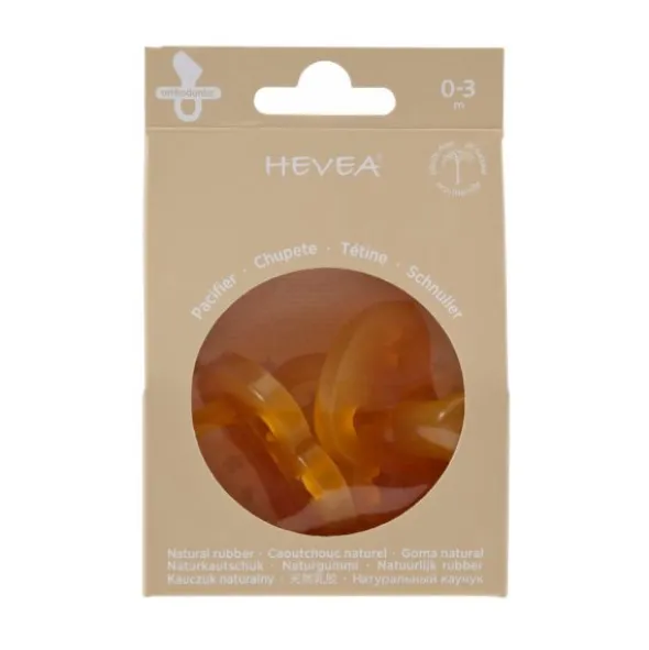 Hevea Orthodontische Fopspeen - 0-3 Mnd – 2 Stuks - Naturel