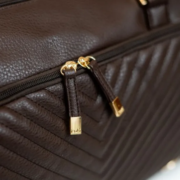 Isoki Double Zip Luiertas - Diagonal Quilted Chocolate