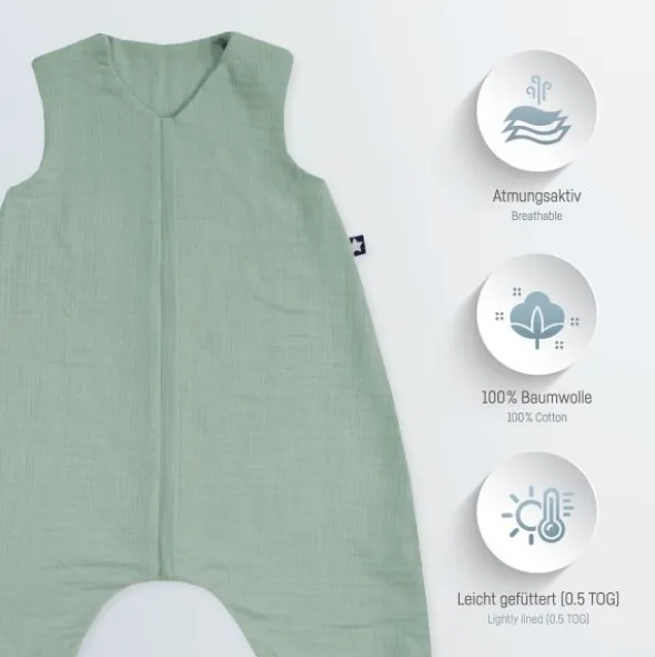 Julius Zöllner Muslin Jumper Slaapoverall - Sand - Maat 80