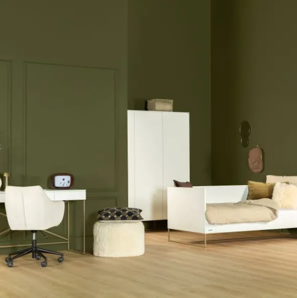 Kidsmill Intense II Kinderkamer Wit / Patinated Brass | Bedbank 90 x 200 cm + Bureau
