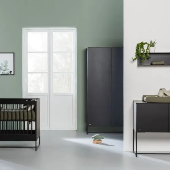 Kidsmill Intense II Kledingkast 2-Deurs Mat Zwart - Zwart - Marmer Zwart