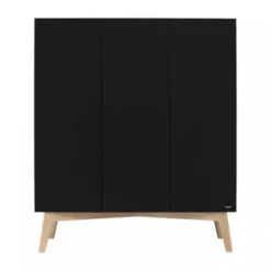 Kidsmill Sixties Kledingkast 3-deurs Zwart Mat / Naturel