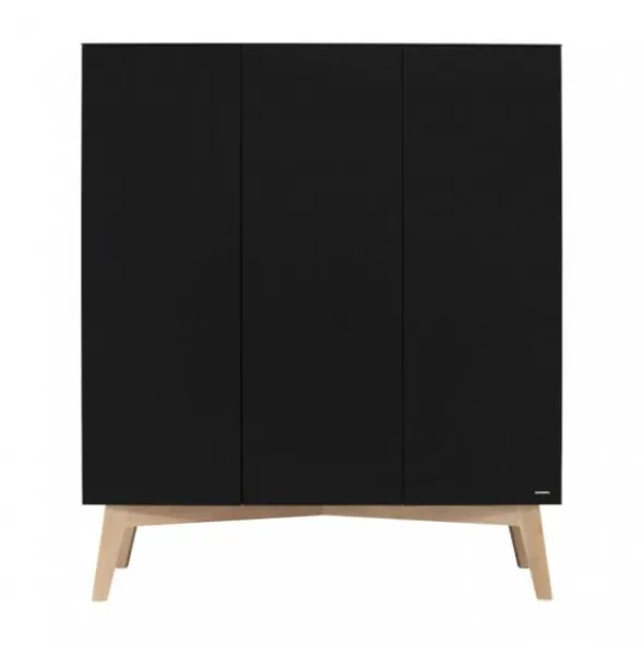 Kidsmill Sixties Kledingkast 3-deurs Zwart Mat / Naturel