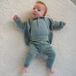 Klein Baby Polo Romper Rib - maat 50 - Stone Green