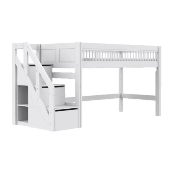 LIFETIME Breeze Halfhoogslaper Met Trapkast - Wit