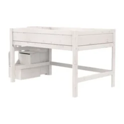 Life Time Halfhoogslaper Premium - White Wash - 120 cm - Met Trapkast