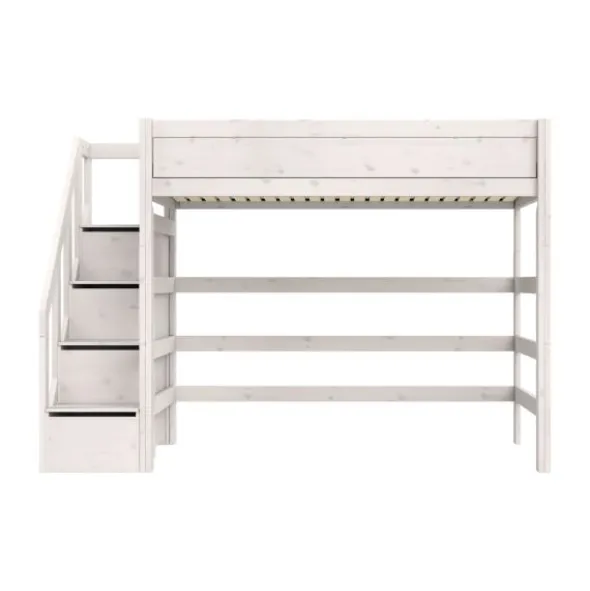Life Time Hoogslaper Premium - White Wash - 177 cm - 120 cm - Met Trapkast