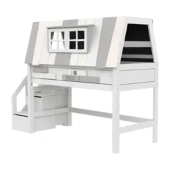 LIFETIME Kidsrooms Halfhoogslaper - My Hangout - Luxe Lattenbodem - Wit Gelakt