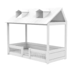 LIFETIME Kidsrooms 2-in-1 Bed - Beach House - 90x200 cm - Wit Gelakt