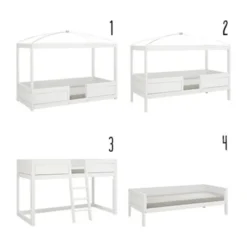 LIFETIME Kidsrooms 4 in 1 Hemelbedcombinatie Luxe Wit Gelakt