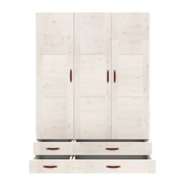 LIFETIME Kidsrooms Kledingkast 3-Deurs - 4 Laden - White Wash
