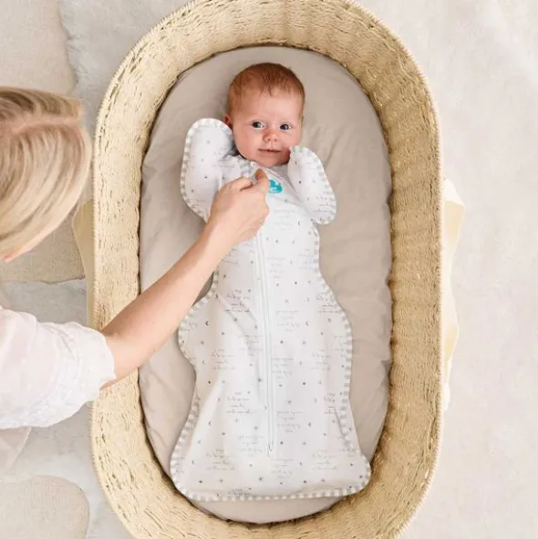 Love to Dream Inbakerslaapzak - Swaddle Up™ - 0-3 Maanden - Wit met Tekst