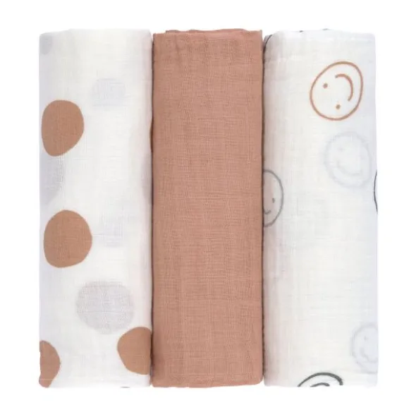 Lässig Swaddle Doek (3 stuks) 85 x 85 cm - Tiny Smile - Maple