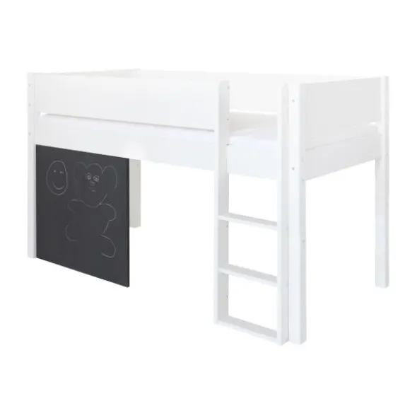 Manis-h DEA Combinatie Halfhoog Bed Met Lattenbodem En Krijtbord - 90 x 160 cm