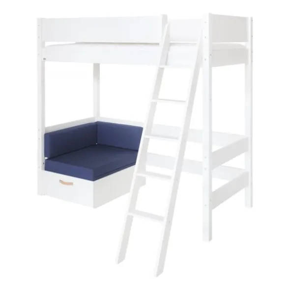Manis-h FENRIS Combi Hoogslaper Met Lattenbodem Met Slaapbank - 90 x 160 cm - Snow White