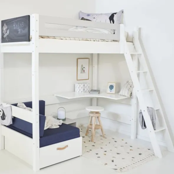 Manis-h FENRIS Combi Hoogslaper Met Lattenbodem Met Slaapbank - 90 x 160 cm - Snow White