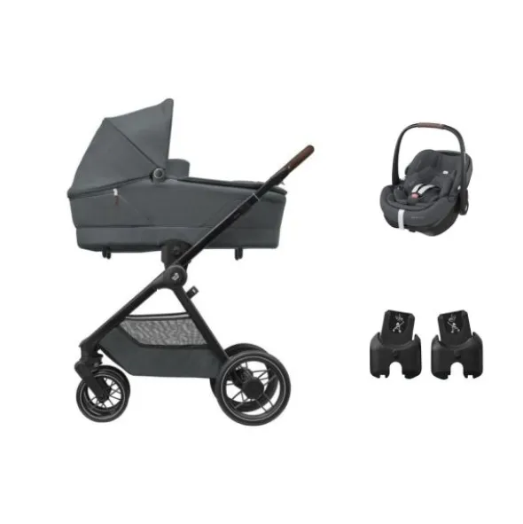 Maxi-Cosi Oxford+ Kinderwagen 3-in-1 - Twillic Graphite | Pebble 360 Pro 2 Autostoeltje | Autostoel Adapters