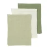 Meyco Baby Uni Washandjes - 3 Stuks - Pre-Washed Hydrofiel - Naturel/Soft Olive/Olive Green
