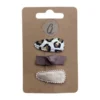 Ootje Kadootje Babyhaarclipjes - Print/Mokka/Rib Glitter - 3 stuks