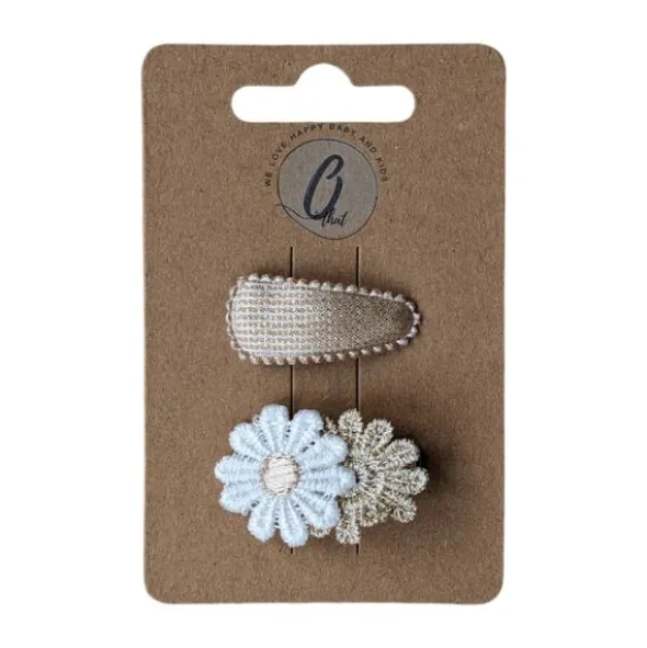 Ootje Kadootje Babyhaarclipjes - Margrietjes Wit/Goud - 2 stuks