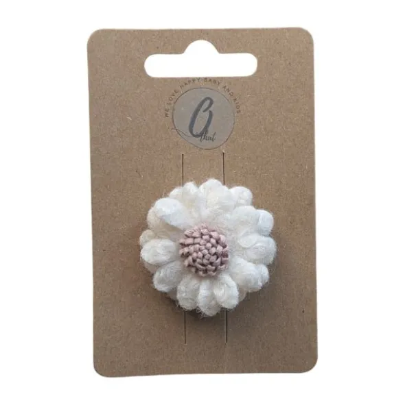 Ootje Kadootje Babyhaarclipje Vilten Bloem - Ivoor