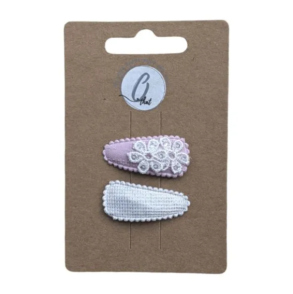 Ootje Kadootje Babyhaarclipjes - 2 Stuks - Pailletten Bloem Roze/Zilver