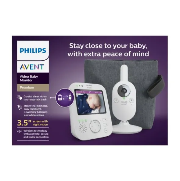 Philips Avent Video Babyfoon - Premium - Slate Grey - Met Reistas