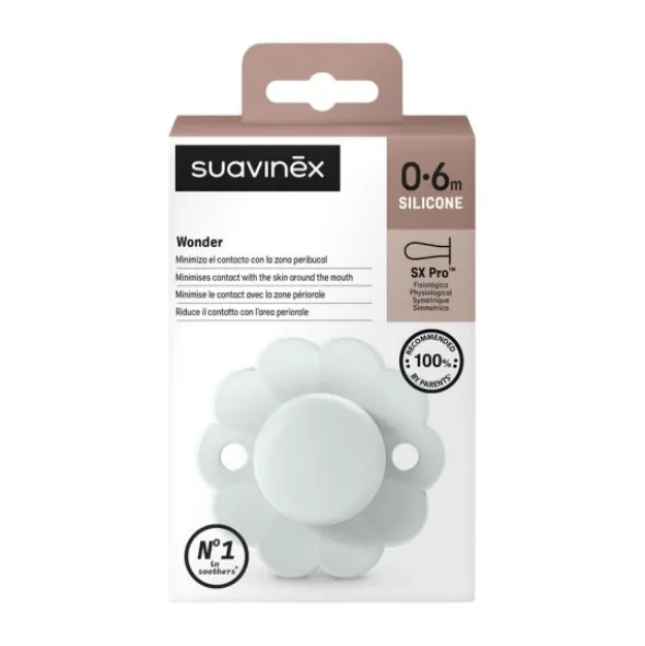 Suavinex Wonder SX Pro Fopspeen Symmetrisch - 0-6Mnd - Silicone - Illusion Blue