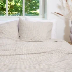 Town & Country Gingham Dekbedovertrek - 140 x 220 cm - Taupe