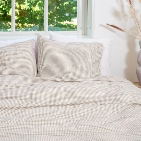 Town & Country Gingham Dekbedovertrek - 140 x 220 cm - Taupe