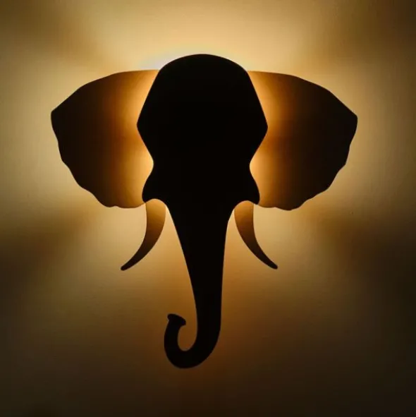 Van Tjalle en Jasper Olifant Muurlamp - Naturel / Grey