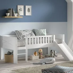 Vipack Scott Halfhoogslaper met Glijbaan - 90 x 200 cm - Wit